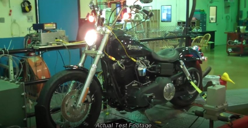 Harley Davidson motorcycle in shop for engine maintenance 